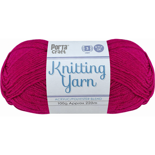 Knitting Yarn 100g 220m 8ply - Solid Fuchsia (NEW)