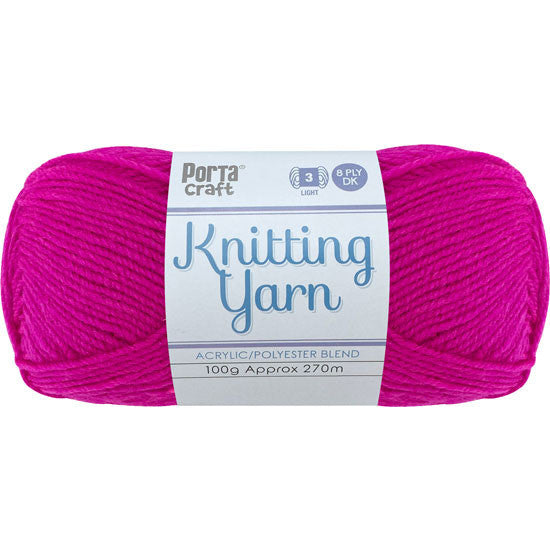 Knitting Yarn 100g 270m 8ply - Solid Dragonfruit
