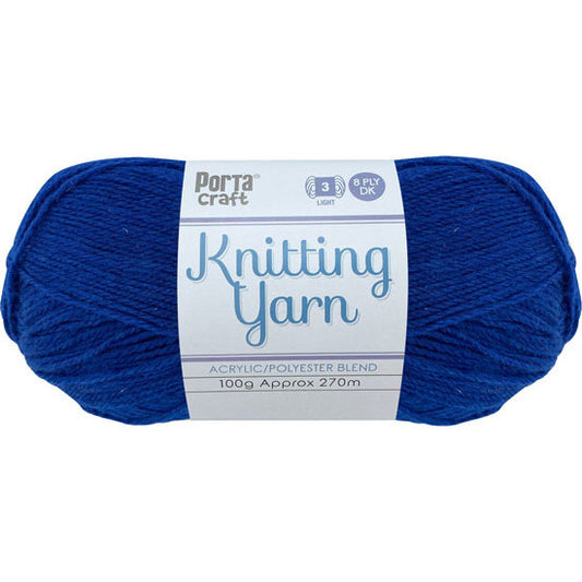 Knitting Yarn 100g 270m 8ply - Solid Cobalt
