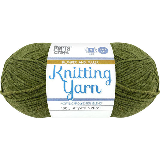 Knitting Yarn 100g 220m 8ply - Solid Army (NEW)