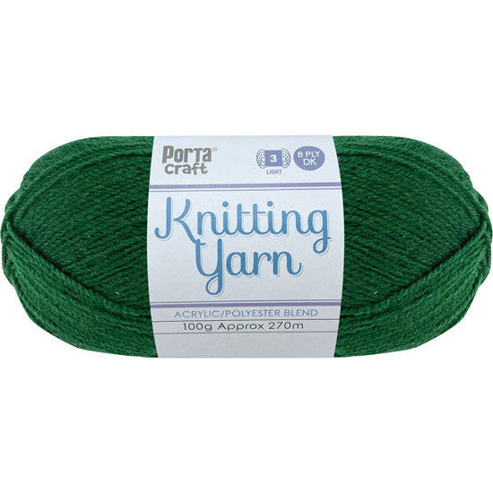 Knitting Yarn 100g 270m 8ply - Solid Evergreen