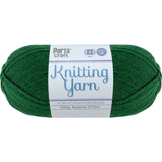 Knitting Yarn 100g 270m 8ply - Solid Evergreen