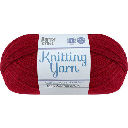 Knitting Yarn 100g 270m 8ply - Solid Cherry