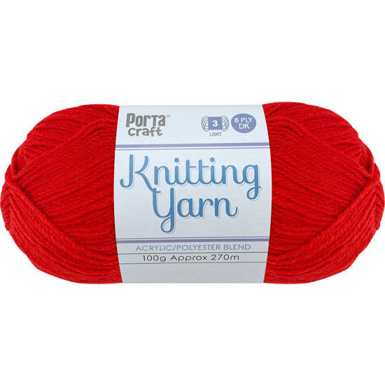 Knitting Yarn 100g 270m 8ply - Solid Scarlet