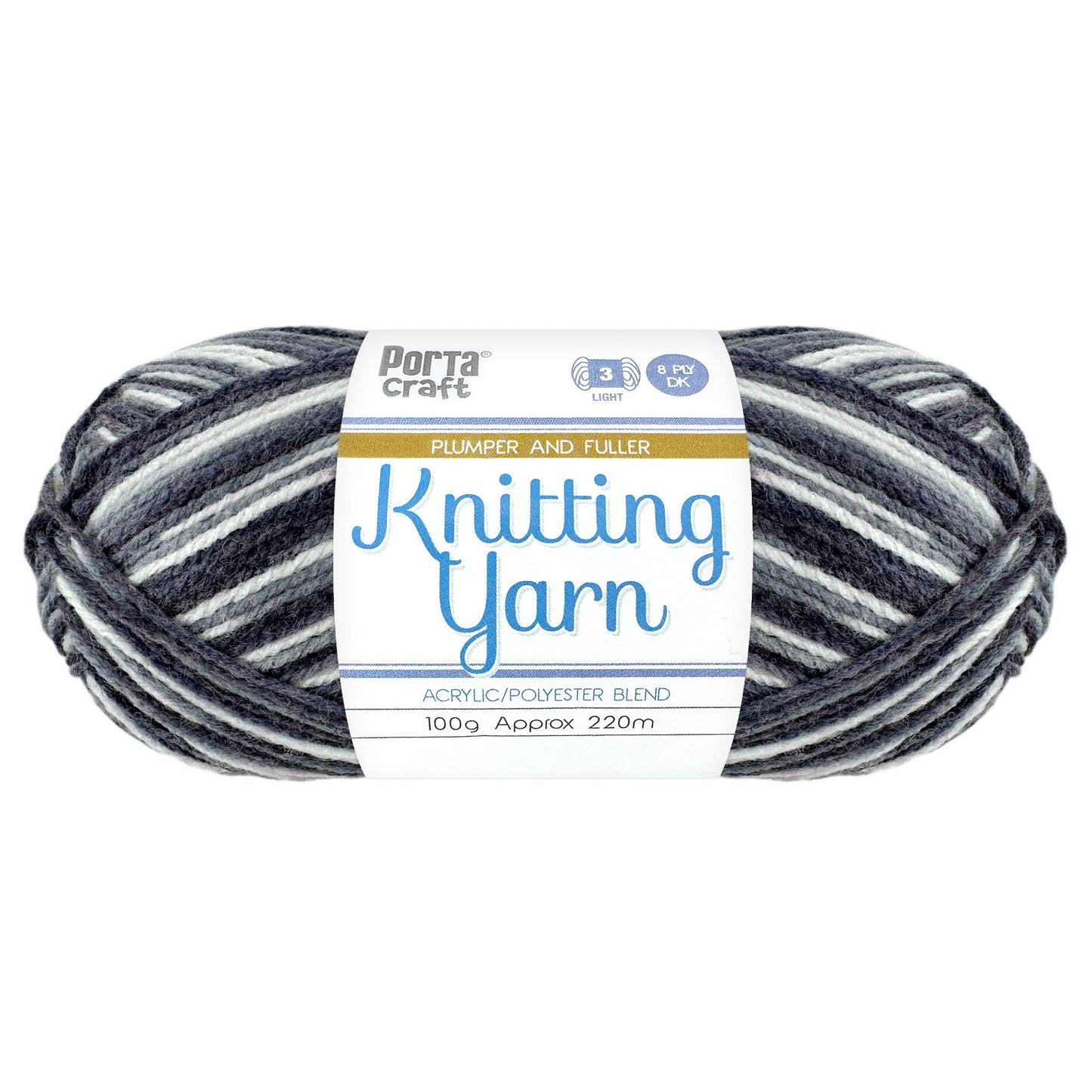 Knitting Yarn 100g 220m 8ply - Multi Storm Cloud (NEW)