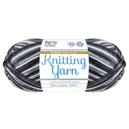 Knitting Yarn 100g 220m 8ply - Multi Storm Cloud (NEW)