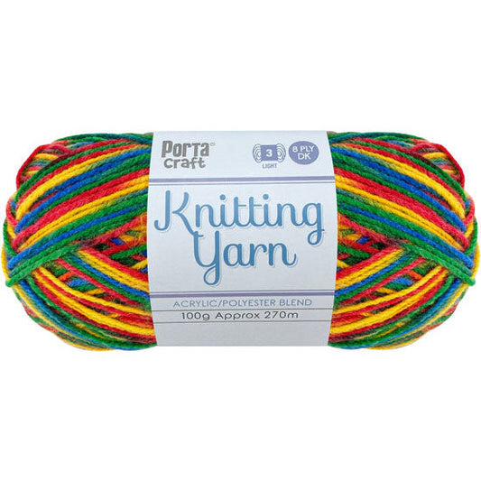 Knitting Yarn 100g 270m 8ply - Multi Primary