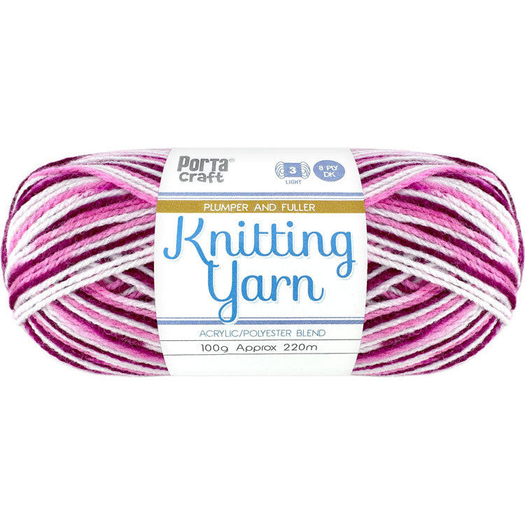 Knitting Yarn 100g 220m 8ply - Multi Very Berry (NEW)