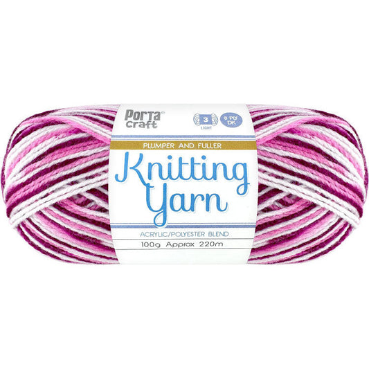 Knitting Yarn 100g 220m 8ply - Multi Very Berry (NEW)