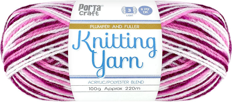Knitting Yarn 100g 220m 8ply - Multi Very Berry (NEW)