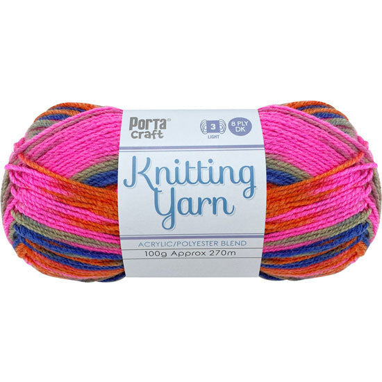 Knitting Yarn 100g 270m 8ply - Multi Barbie