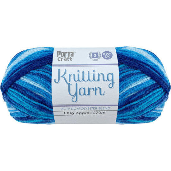 Knitting Yarn 100g 270m 8ply - Multi Bluey
