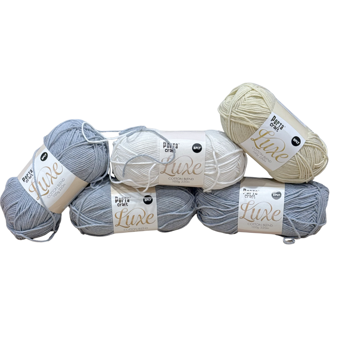 DUSTY Luxe Cotton Blend 100g 220m 8ply Stone 5pk Mixed Bundle