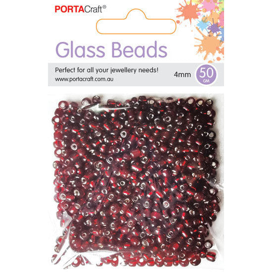 Porta Craft Wine Translucent Glass Beads 3mm 50g Pack