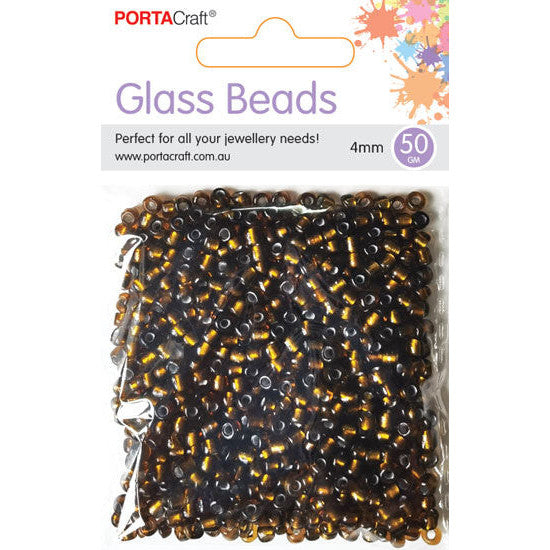 Porta Craft Bronze Translucent Glass Beads 3mm 50g Pack