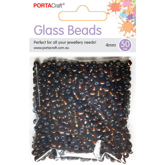 Porta Craft Chocolate Translucent Glass Beads 4mm 50g Pack