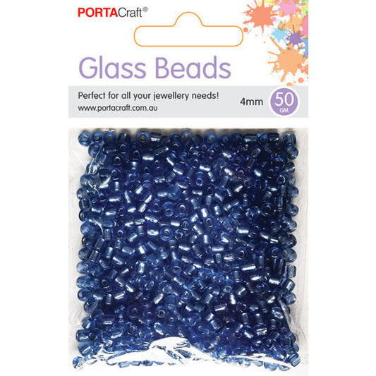 Porta Craft Slate Blue Translucent Glass Beads 3mm 50g Pack