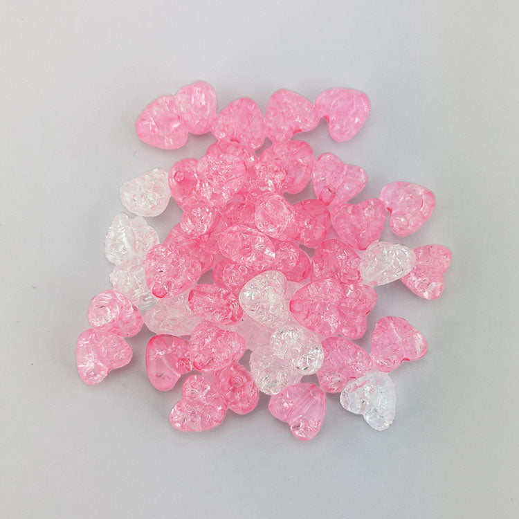 Glitter Heart Beads 11x5mm 20g - Pink & White