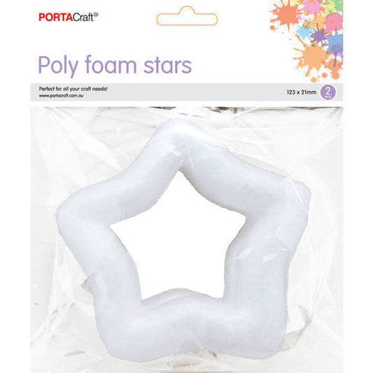 Polystyrene Hollow Star 123x21mm 2pk