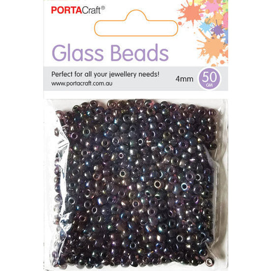 Porta Craft Rainbow Grey Translucent Glass Beads 3mm 50g Pack
