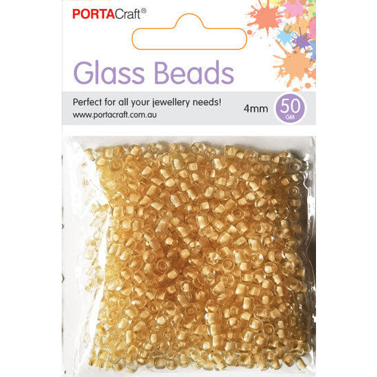 Porta Craft Cream Translucent Glass Beads 4mm 50g Pack