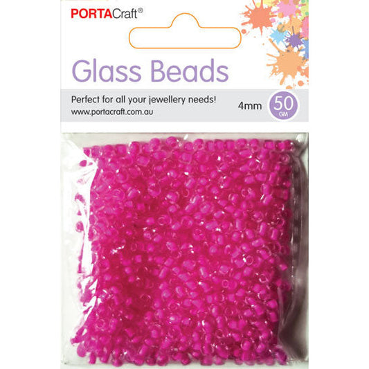 Porta Craft Rose Pink Translucent Glass Beads 3mm 50g Pack