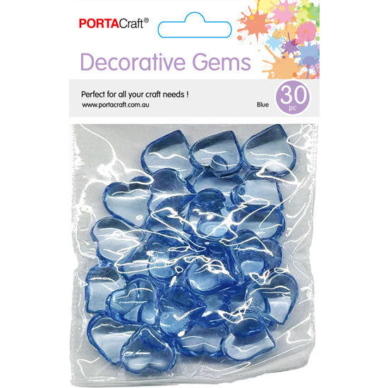 Porta Craft Acrylic Heart Gems 60g 30pk - Blue