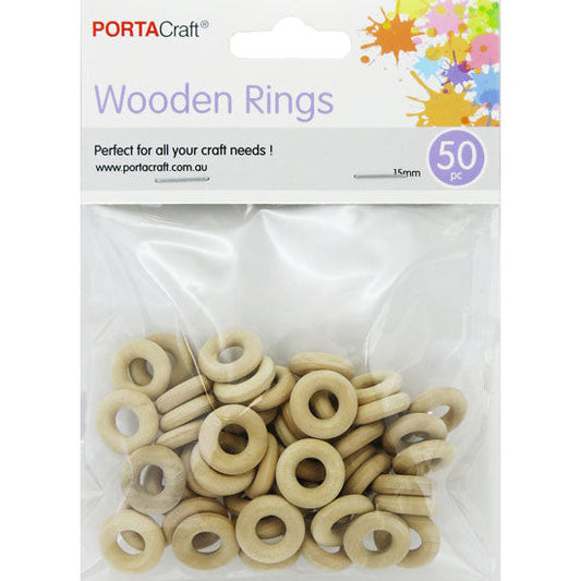 Wooden Rings 15mm 50pk