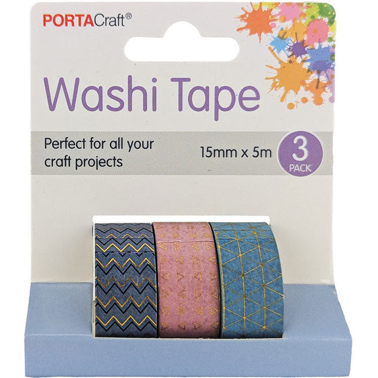 Geometric Washi Tape 15mm x 5m 3pk