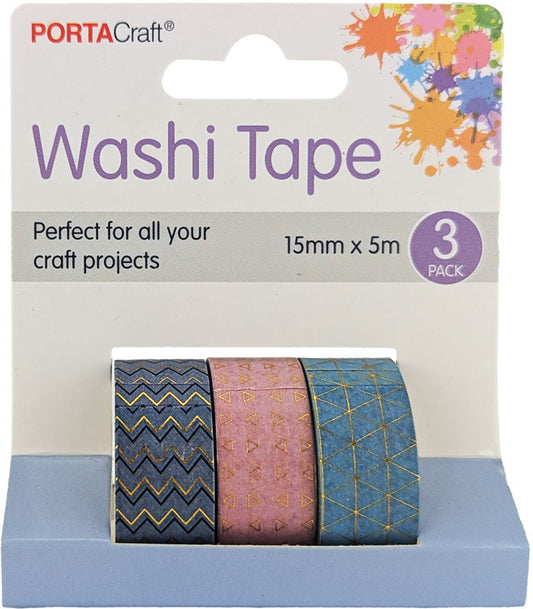 Geometric Washi Tape 15mm x 5m 3pk