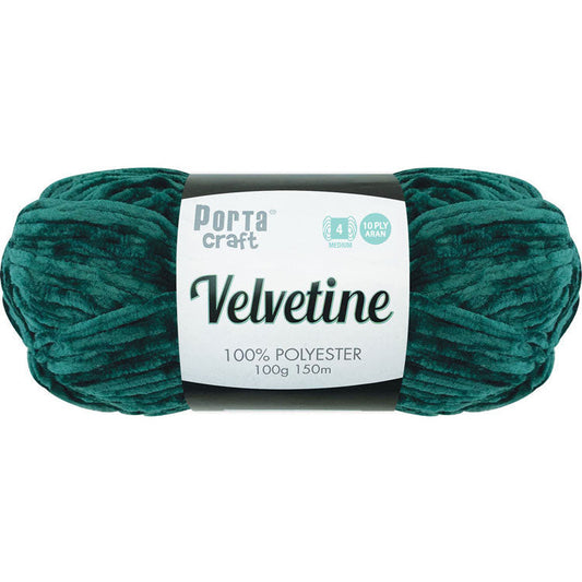 Porta Craft Polyester Velvetine Yarn 10ply Aran 100g - Jungle Green
