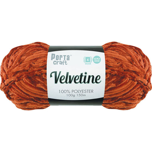 Porta Craft Polyester Velvetine Yarn 10ply Aran 100g - Copper