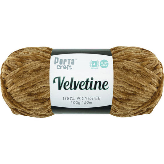Porta Craft Polyester Velvetine Yarn 10ply Aran 100g - Teddy Bear