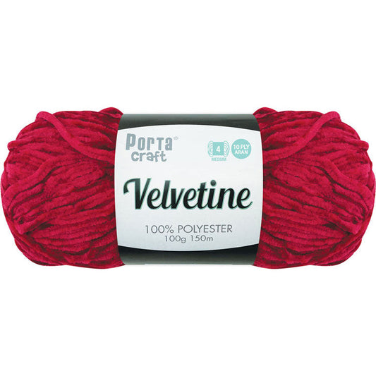 Porta Craft Polyester Velvetine Yarn 10ply Aran 100g - Ruby