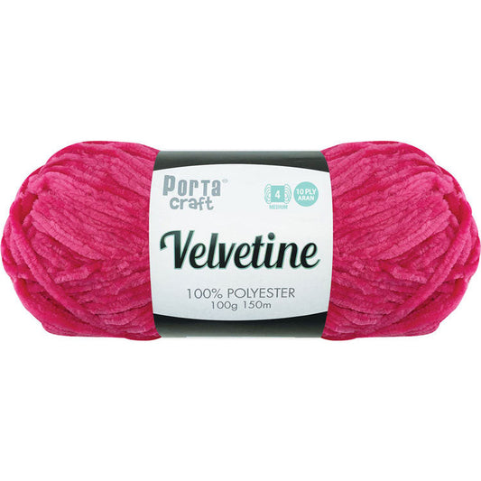 Porta Craft Polyester Velvetine Yarn 10ply Aran 100g - Bright Pink