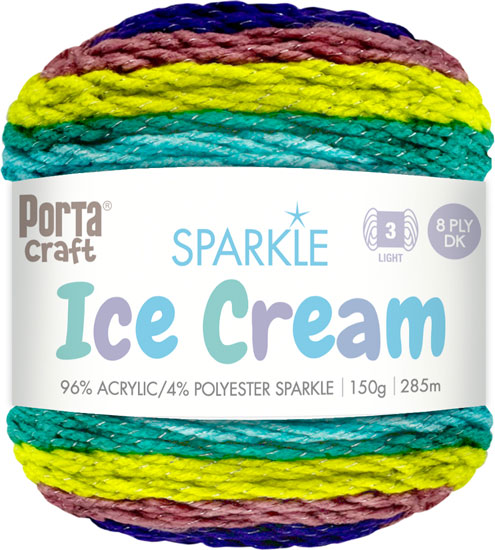 Ice Cream Sparkle Yarn 150g 285m - Unicorn