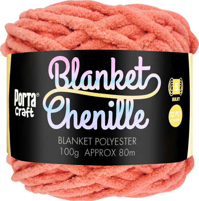 Chenille Blanket Yarn 100g 80m 12ply - Salmon
