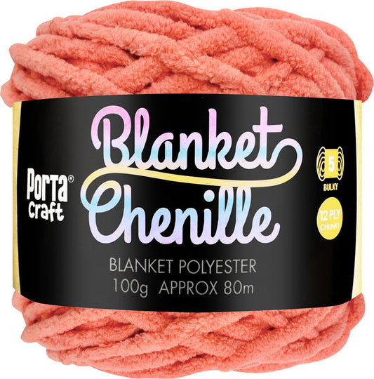 Chenille Blanket Yarn 100g 80m 12ply - Salmon