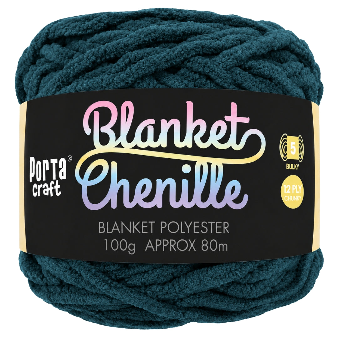 Chenille Blanket Yarn 100g 80m 12ply - Navy