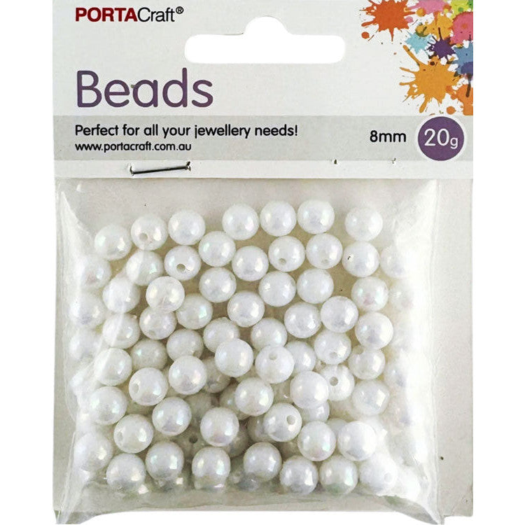 Beads Pearl 8mm 20g Round White