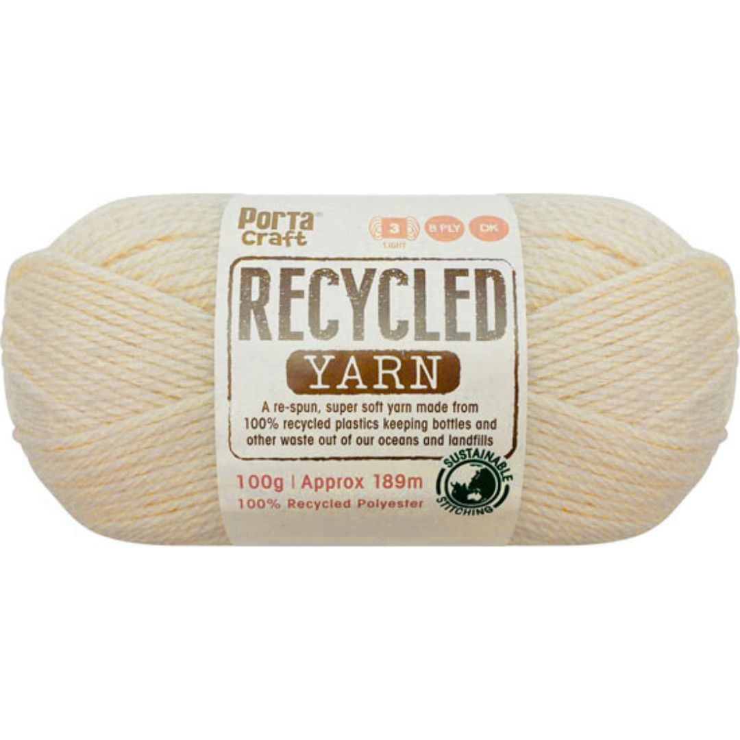 Recycled Yarn 100g 8ply - Solid Whipped Cream