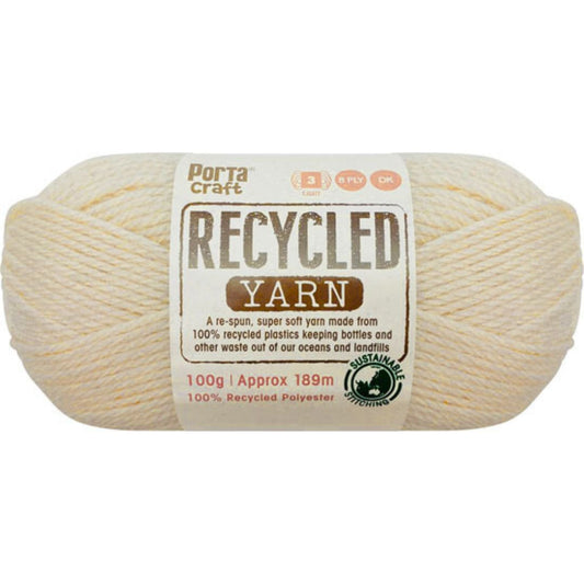 Recycled Yarn 100g 8ply - Solid Whipped Cream