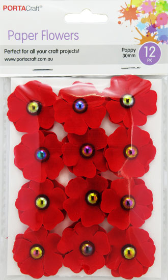 Flowers Poppy 30mm 12pk Velvet
