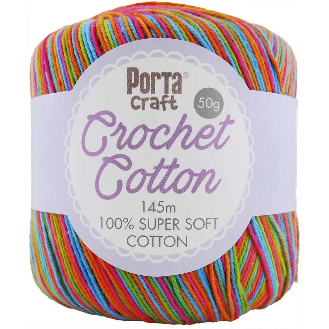Crochet Cotton 50g 145m 3ply - Multi Utopia