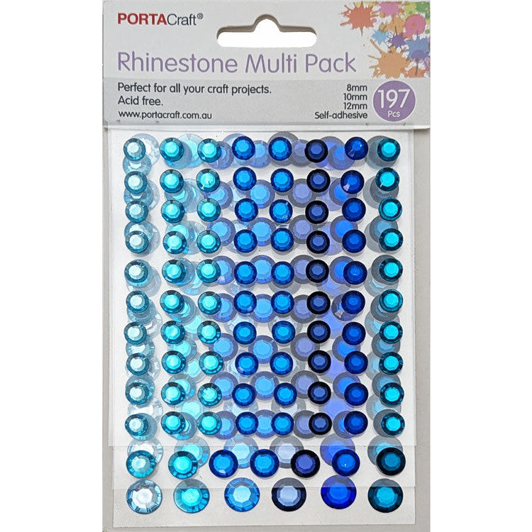 Rhinestones Multi Pack in 8,10,12mm 197pk - Blues - Discount Craft