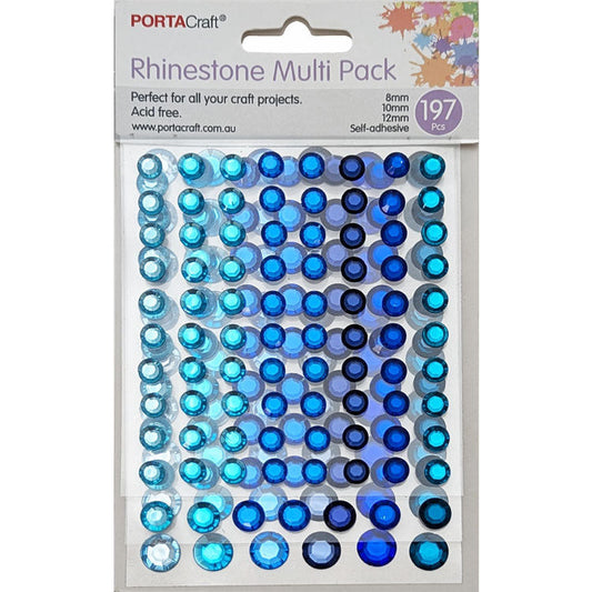 Rhinestones Multi Pack in 8,10,12mm 197pk - Blues