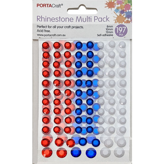 Rhinestones Multi Pack in 8,10,12mm 197pk - Aussie Flag