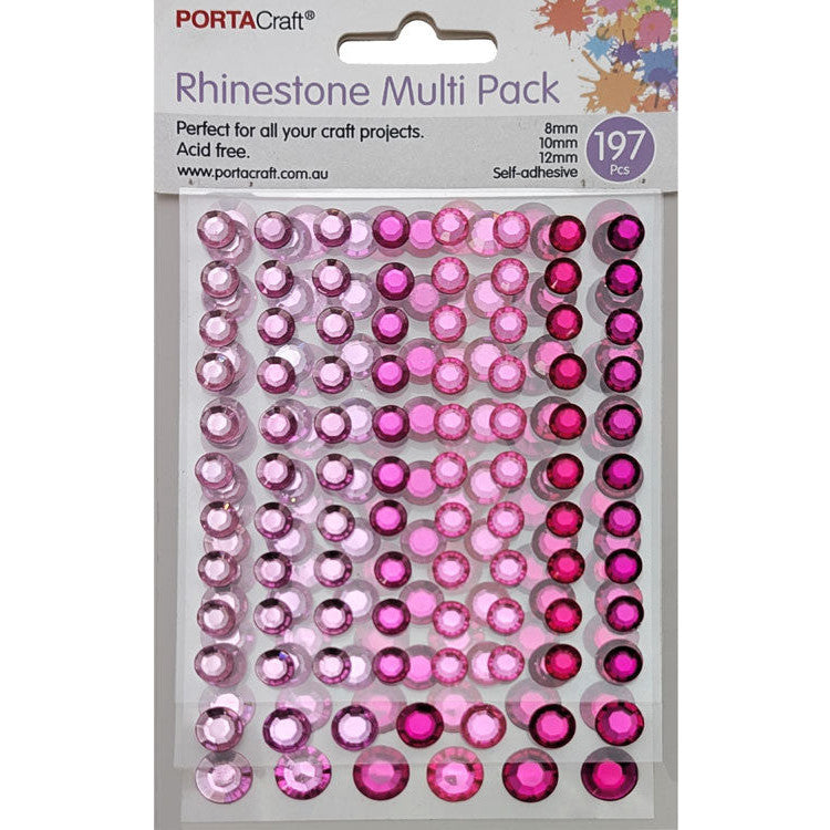 Rhinestones Multi Pack in 8,10,12mm 197pk - Pinks