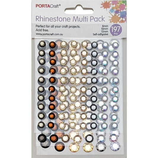 Rhinestones Multi Pack in 8,10,12mm 197pk - Solid Metal