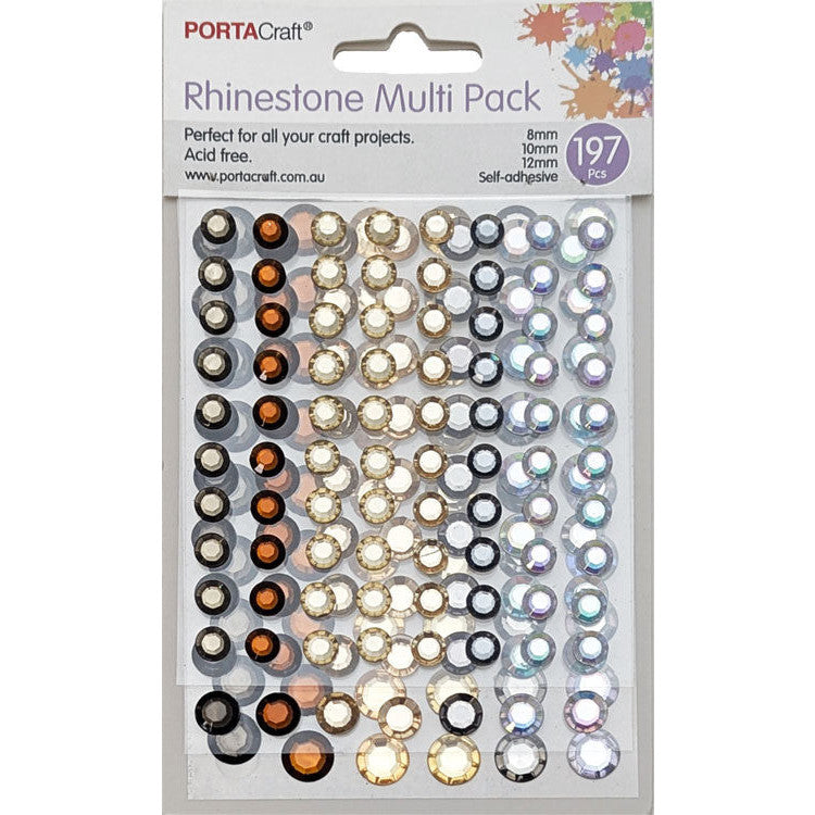 Rhinestones Multi Pack in 8,10,12mm 197pk - Solid Metal